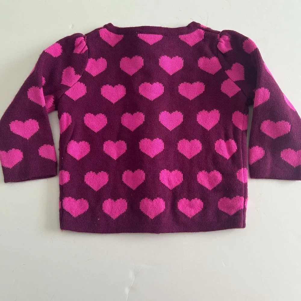NWT Baby Girl Gymboree 6-12 Month Dark Pink Bright Pink Heart‎ Sweater Valentine